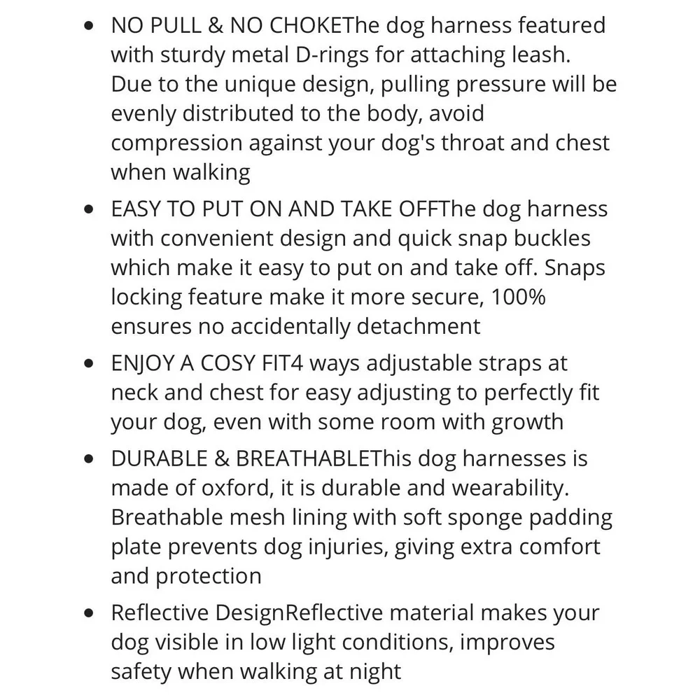 Dog Puppy Harness & Leash Set Mesh Vest Adjustable Reflective Comfortable Small‎